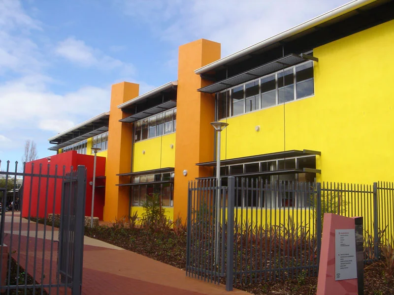 Painted sand finish school