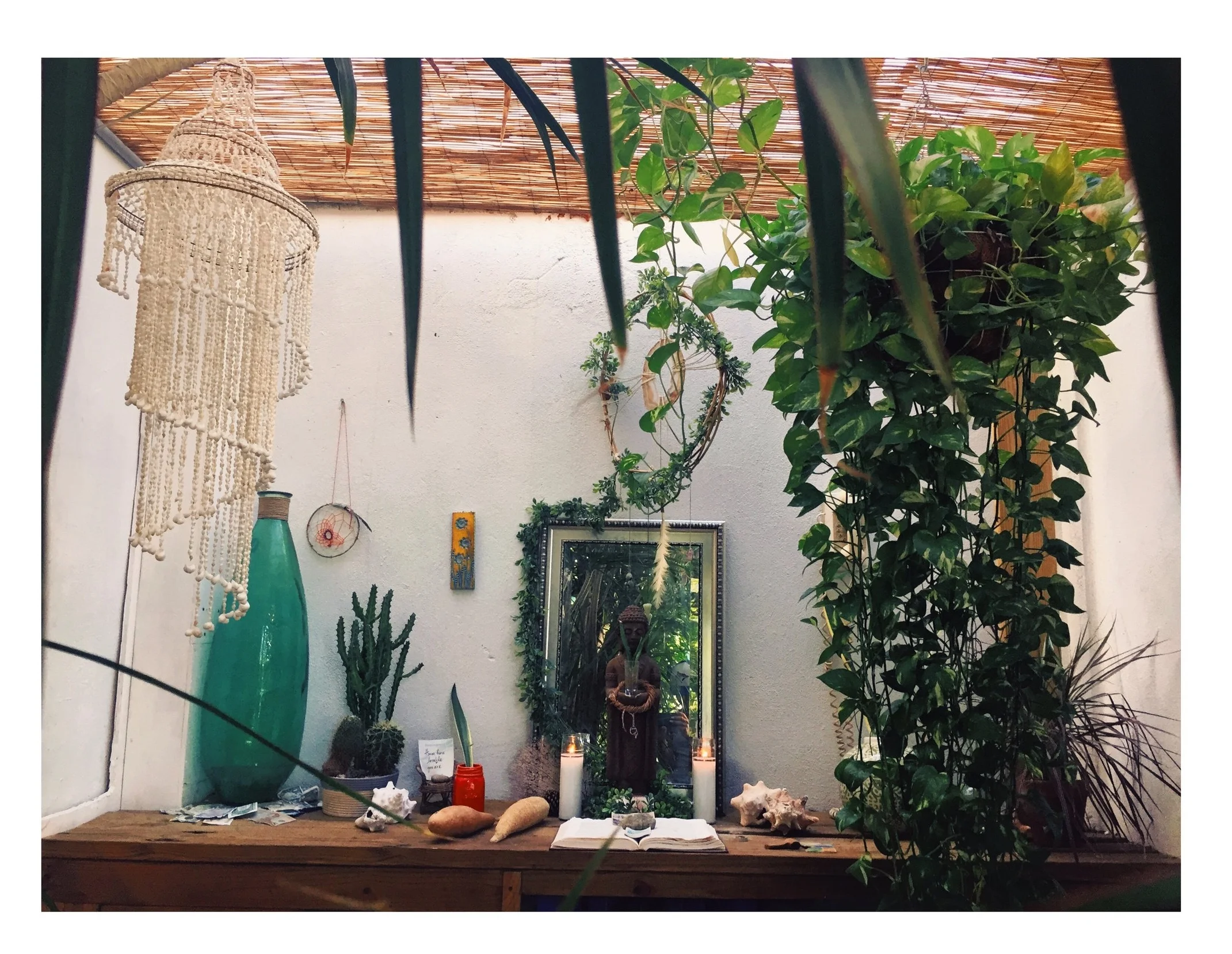 There were several mini spiritual shrines like this one at the Dreamcatcher. I took this photograph right before I left as my “until next time” shot. 
