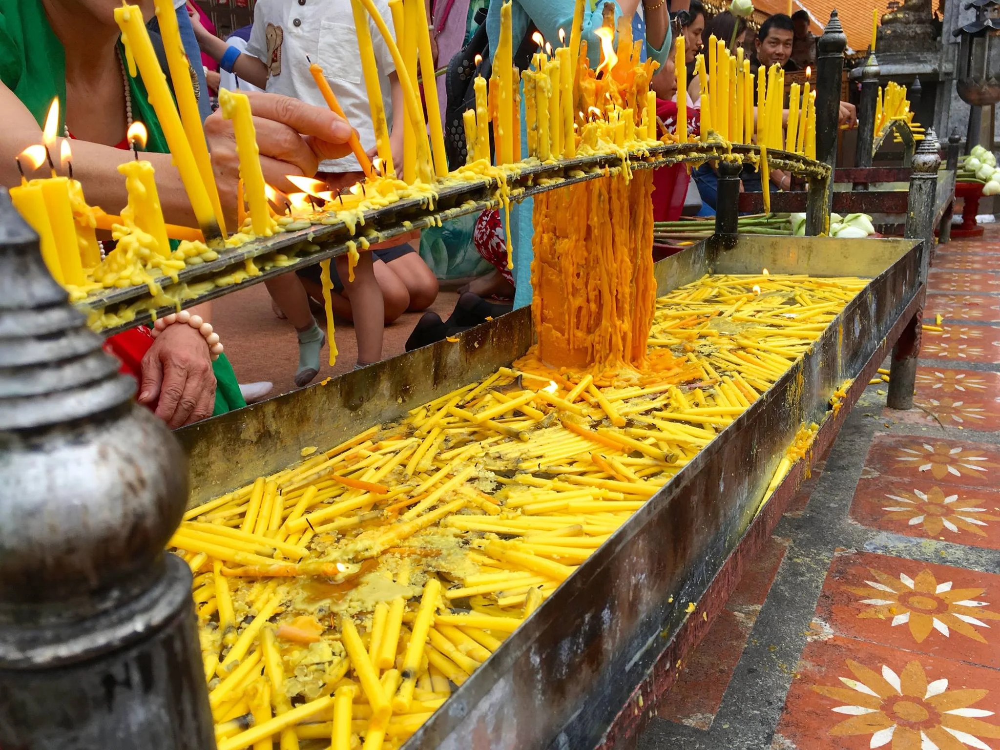 Prayer candles were at every temple