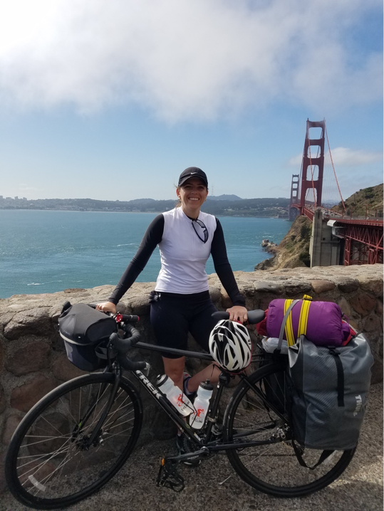 Starting the journey biking over the Golden Gate Bridge in San Francisco.