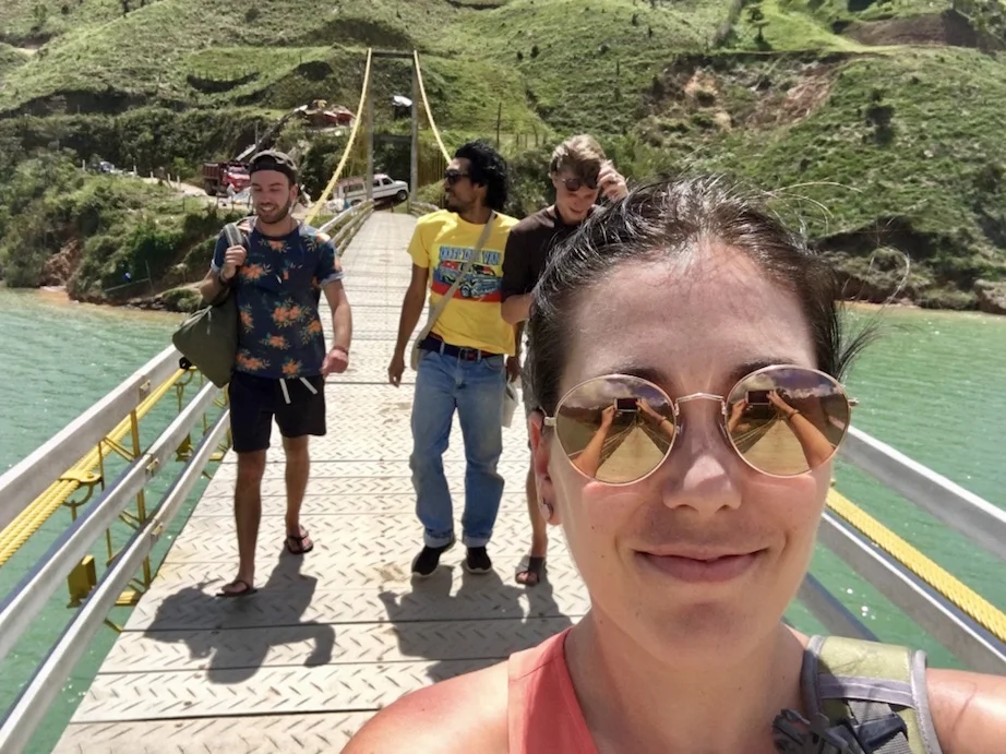 With our tour guide and fellow travelers on one of the stops on our tour to Guatapé. We jumped off the bridge and went swimming in the lake below.