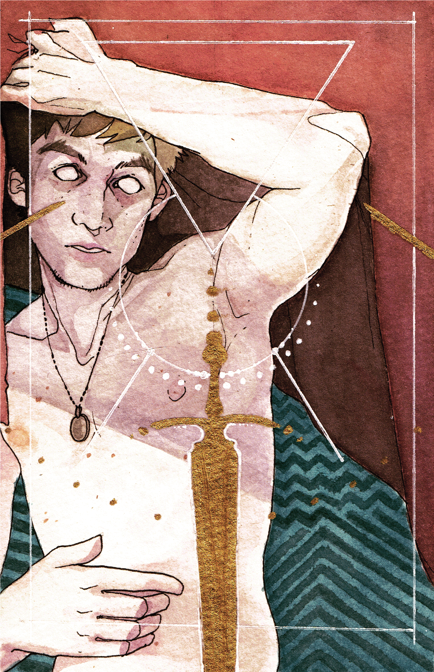 Dec 2014 - Watercolour + Goldleaf Personal Painting for the Arisia Art Show