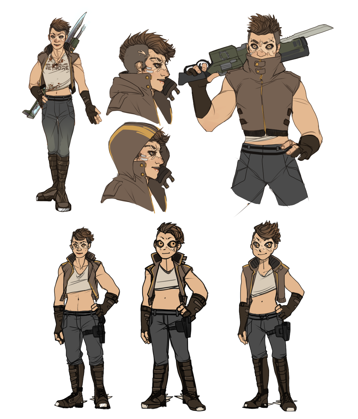 Feb + Oct 2015 - PaintTool Sai Concept/Reference art for a personal character + representation of her design in different styles