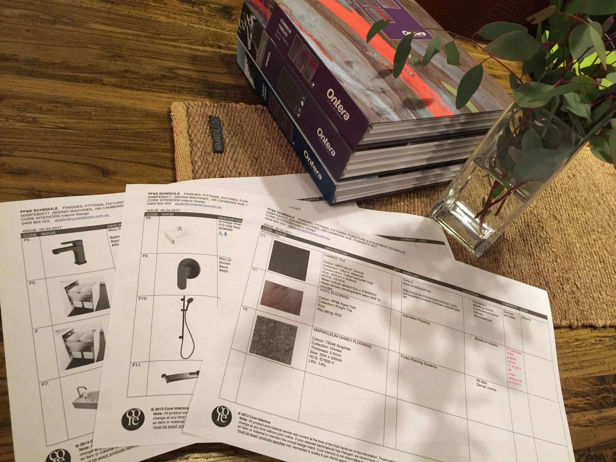 These schedules are an essential & comprehensive resource that relate to the documentation drawings, indicating exact finishes, fittings, fixtures, furniture & equipment required for a smooth, thoughtful & well detailed project result.