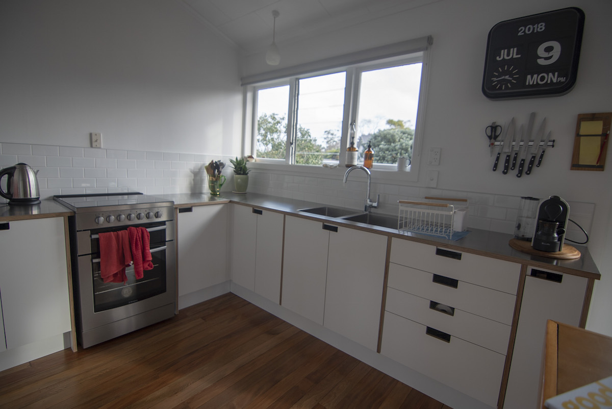 L shaped kitchen.