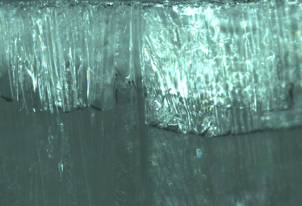 A still image of the drying front of a sucrose sample.