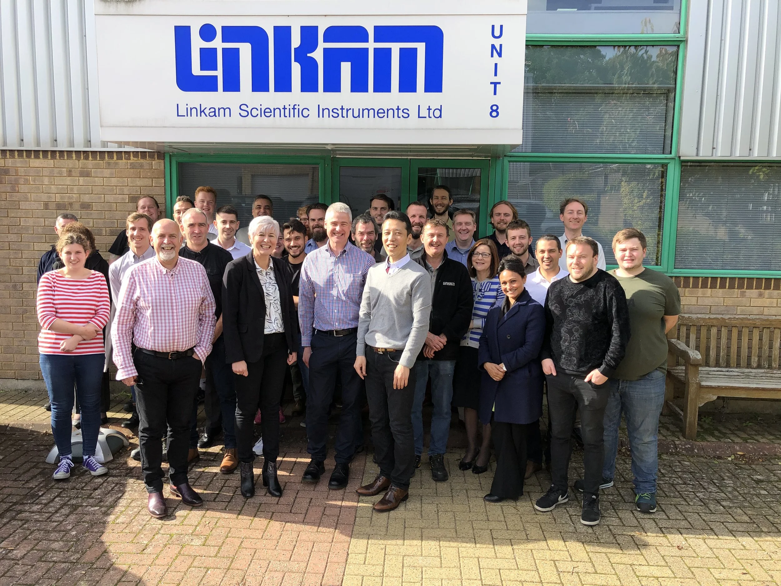 Staff at Linkam welcome the CEO of Japanese High Tech, Koichi Iwasaru