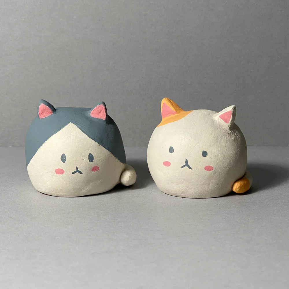 Handmade Cat-Shaped Aroma Diffusers Grey Orange — Milly Milk Ville