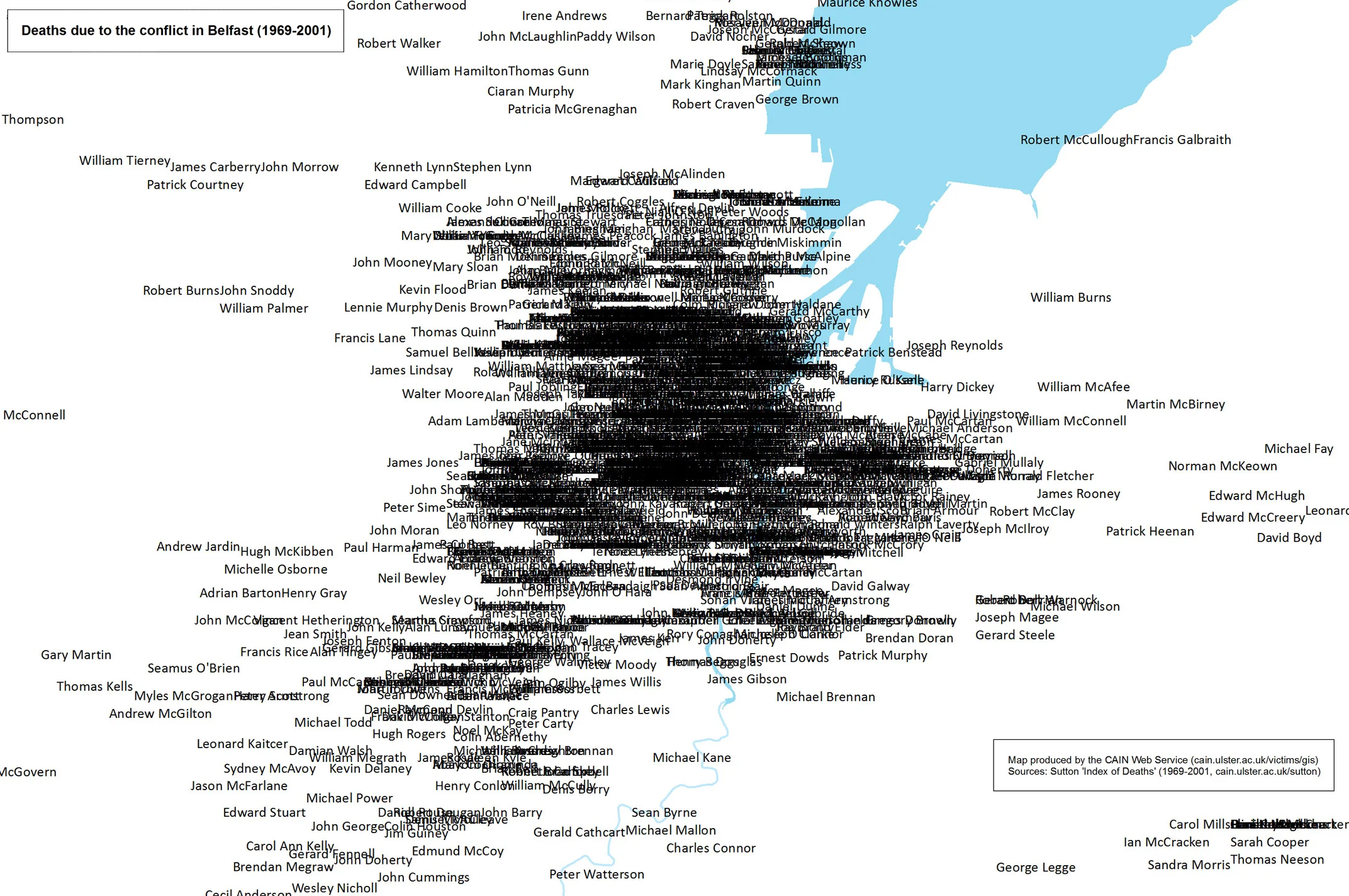 Deaths due to the conflict in Belfast, 1969-2001
