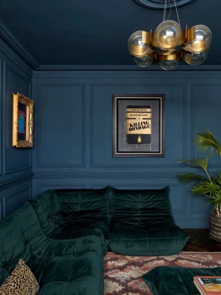 LIVING &bull; this room was being used as a bit of a music room/snug (swipe right) but we really wanted to transform it into a welcoming living space. The ceilings felt quite low but by adding some architectural detailing (panelling and coving) and c