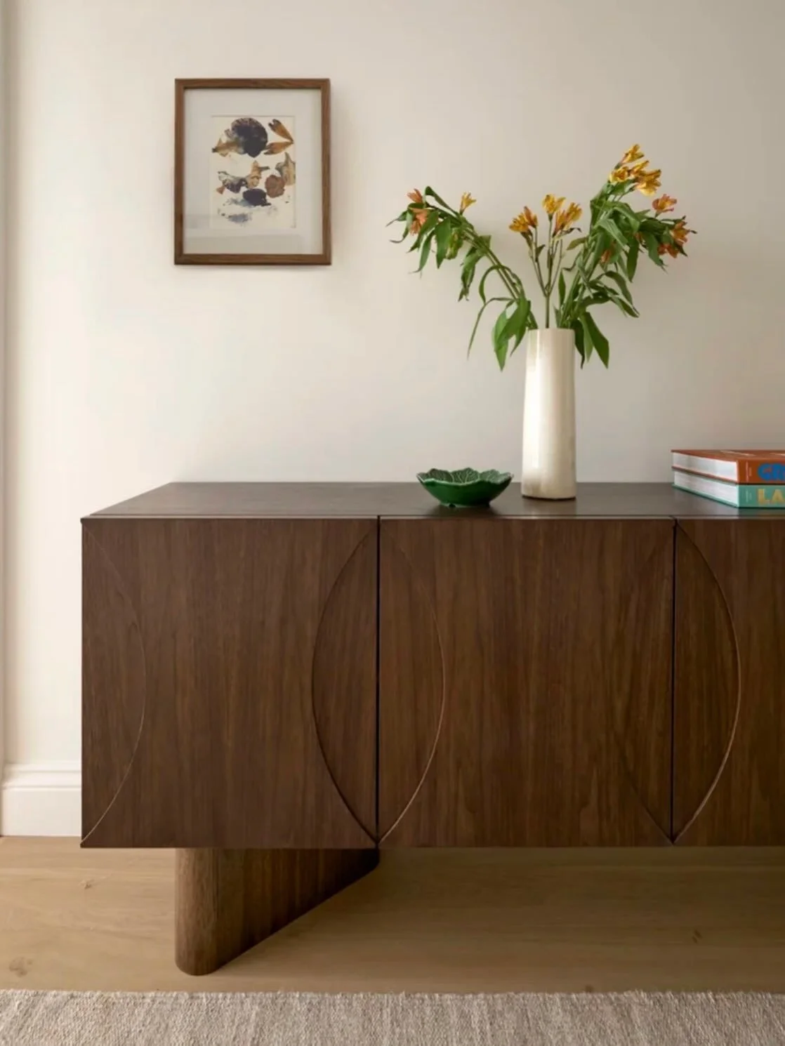 MAKING AN ENTRANCE &bull; a generous hallway for a City apartment but it was lacking storage. Working with the brilliant @sonabuild we designed this beautiful bespoke sideboard to take centre stage along the main wall. Its curves and simple detailing