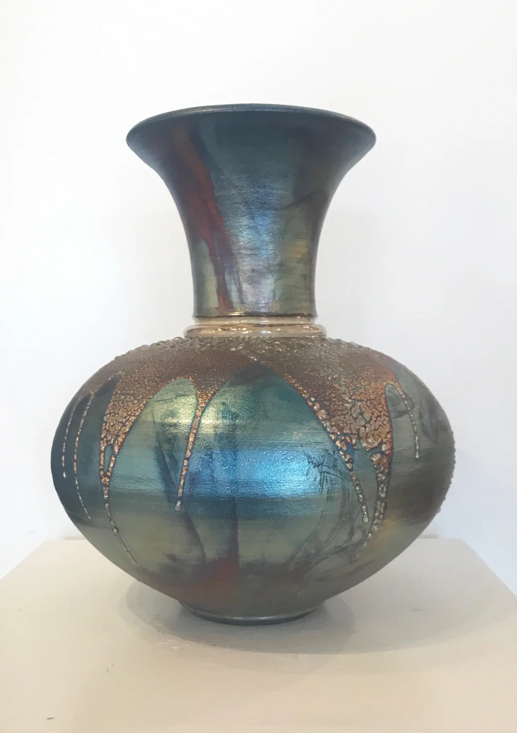 Dolphin Blue Wide Neck Vase