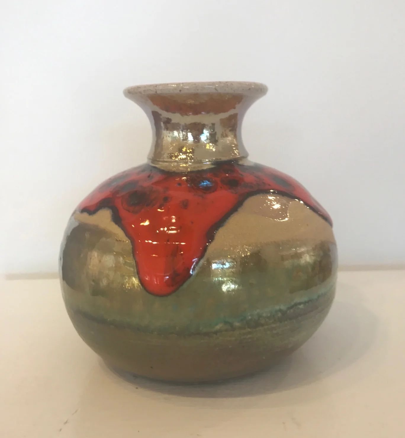 Gold with Red Small Vase