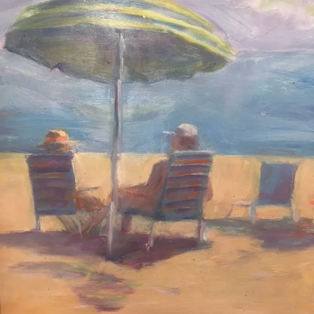 Bathers with Striped Umbrella