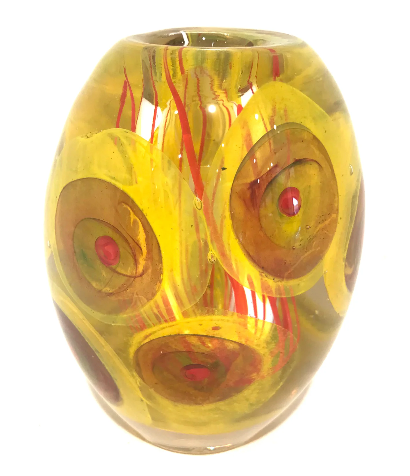 Small Yellow Bud Vase with Red Dots