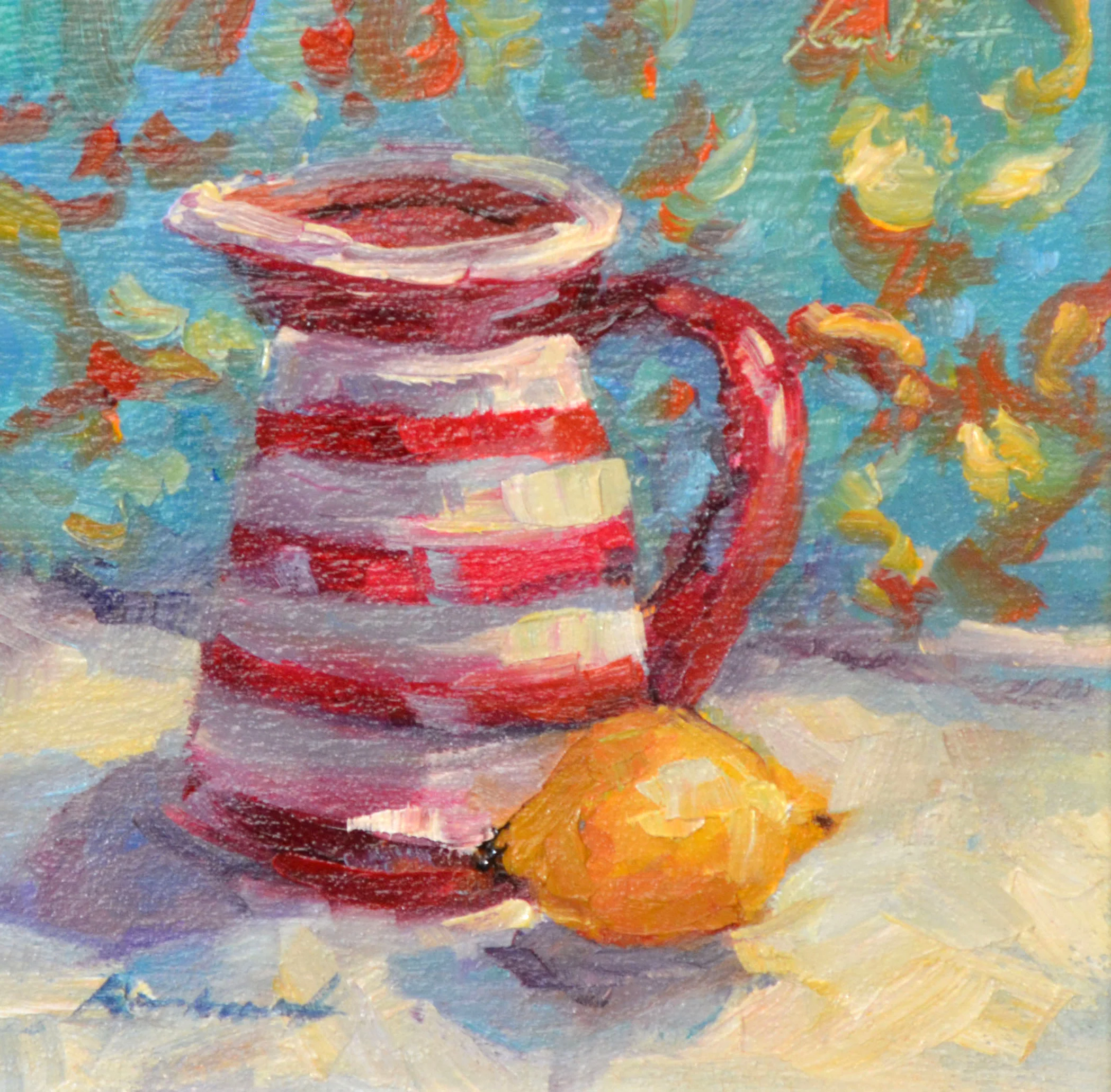 Striped Pitcher & Lone Lemon