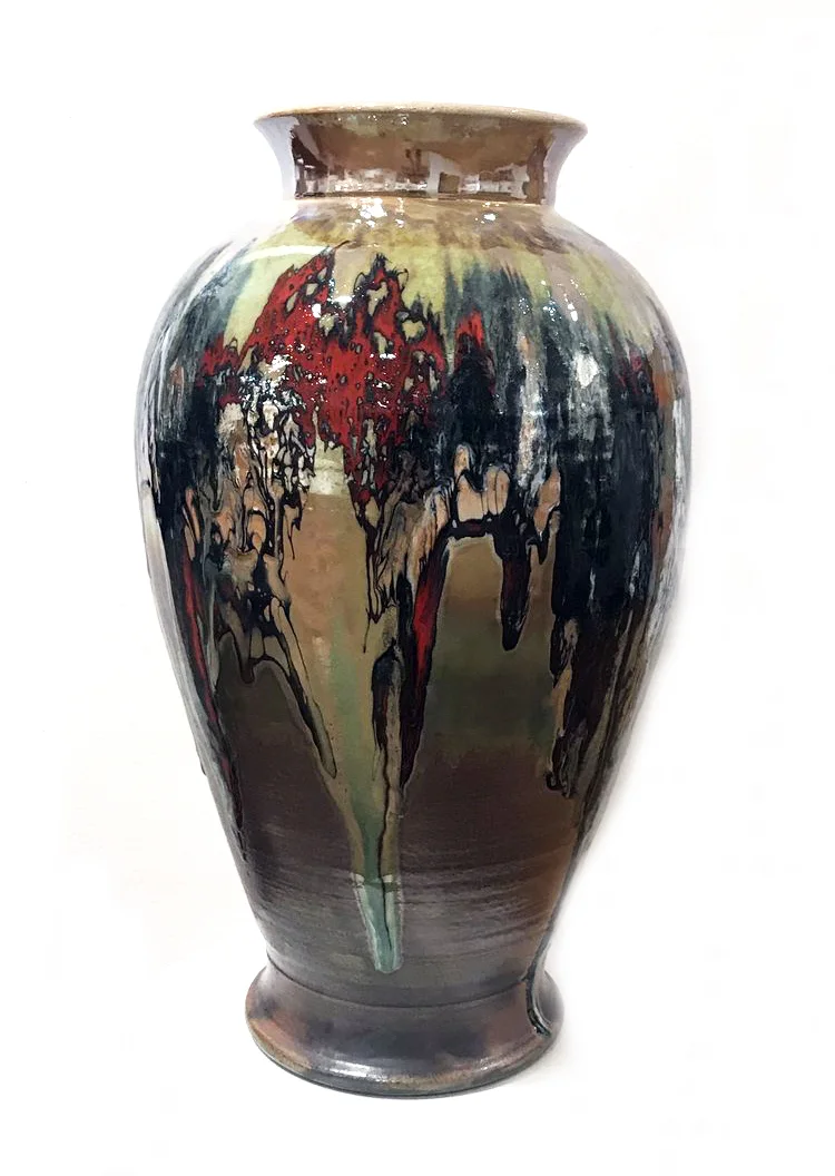 Extra Large Red and Green Vase