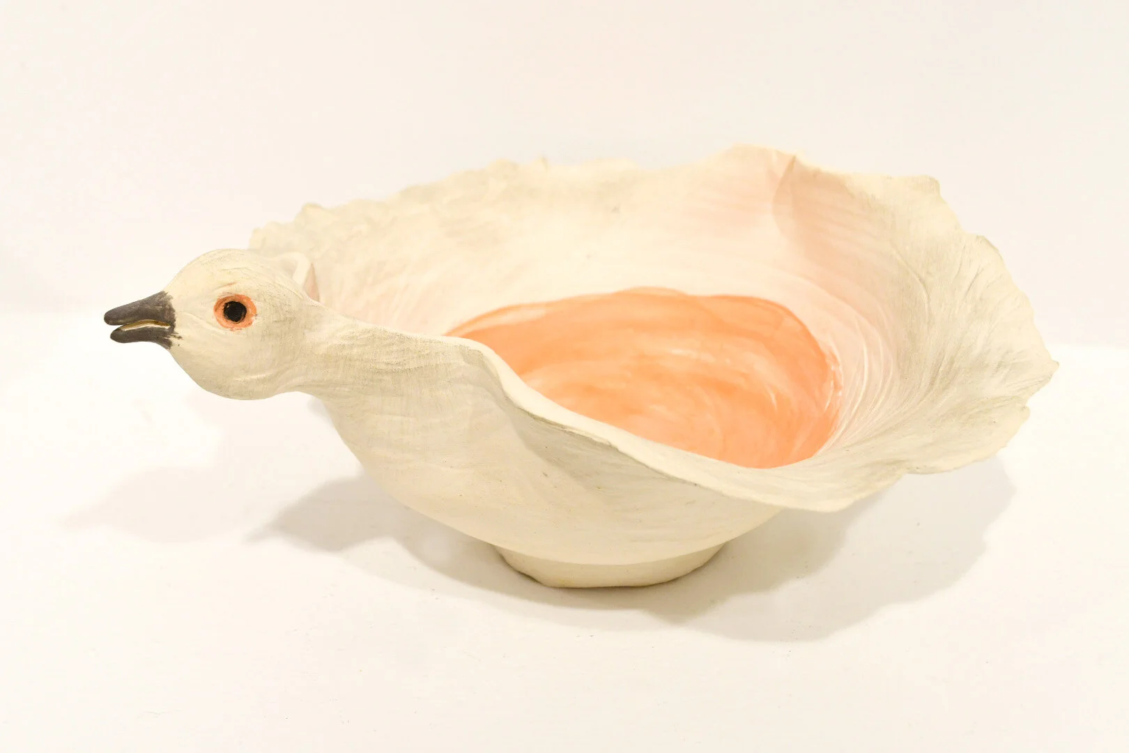 Large White & Tangerine Bird Bowl $75.JPG