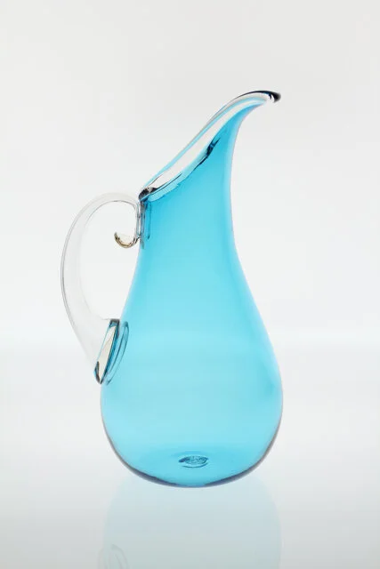 Transparent Copper Blue Curly Pitcher
