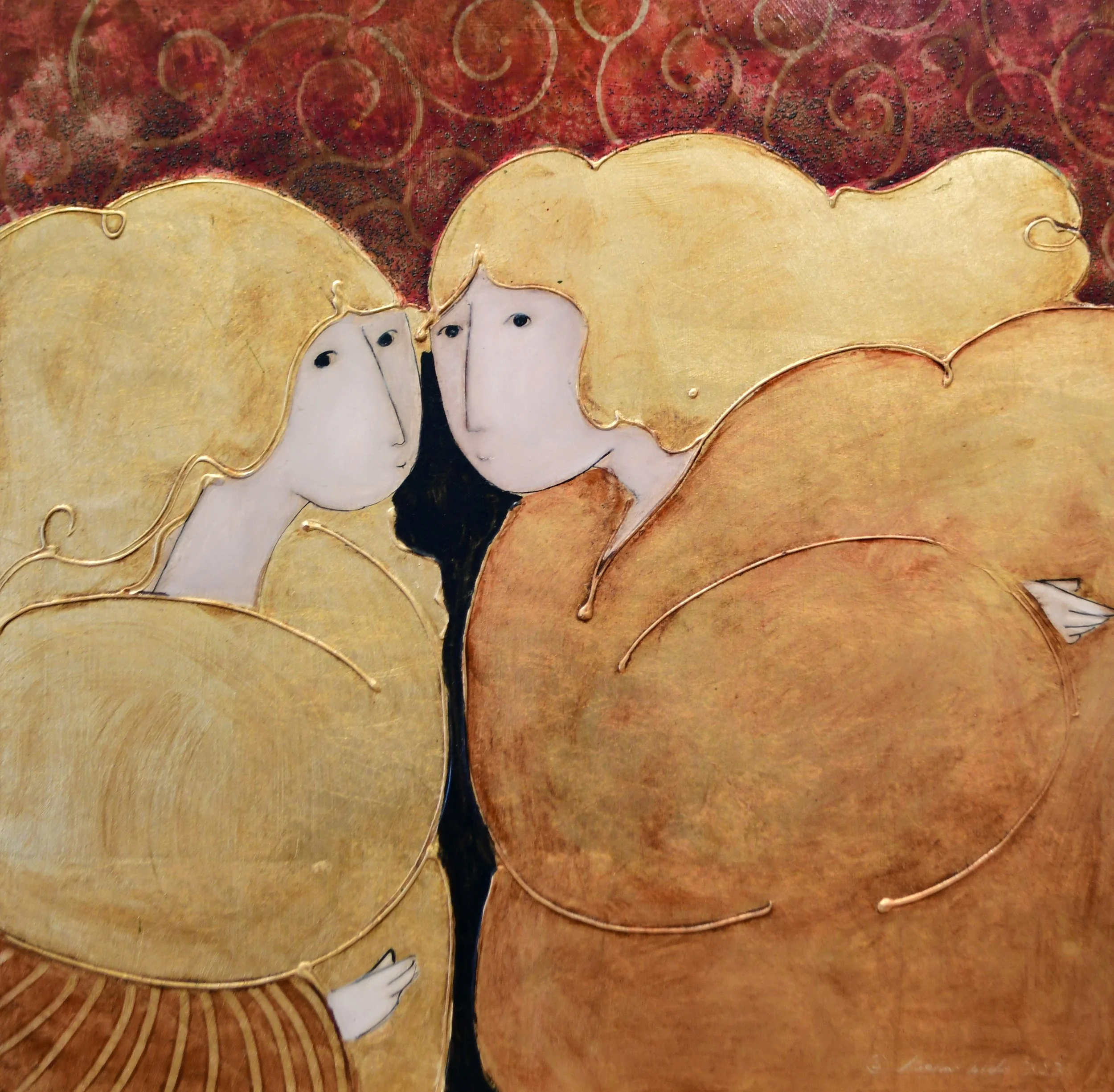 Two Blondes in Gold Faille 24x24 $850.JPG