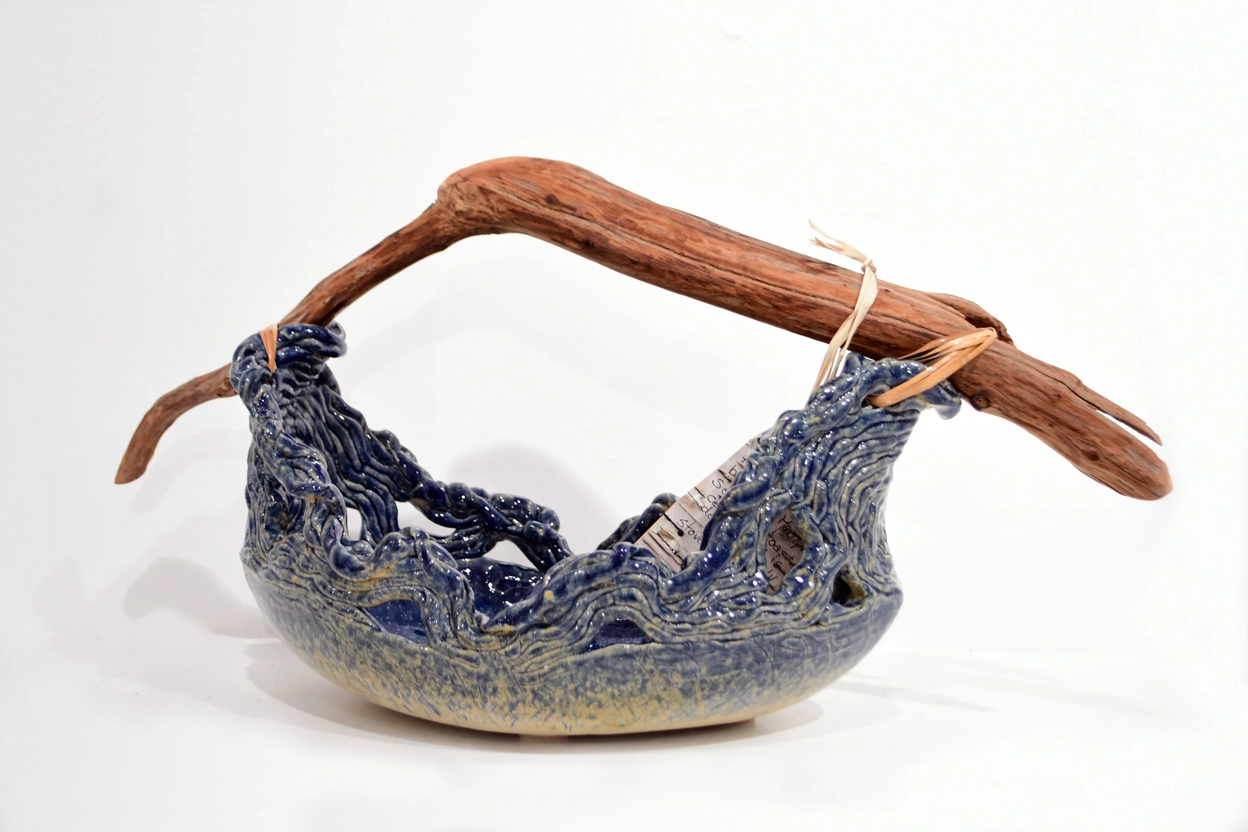Royal Blue Basket with Cedar Handle