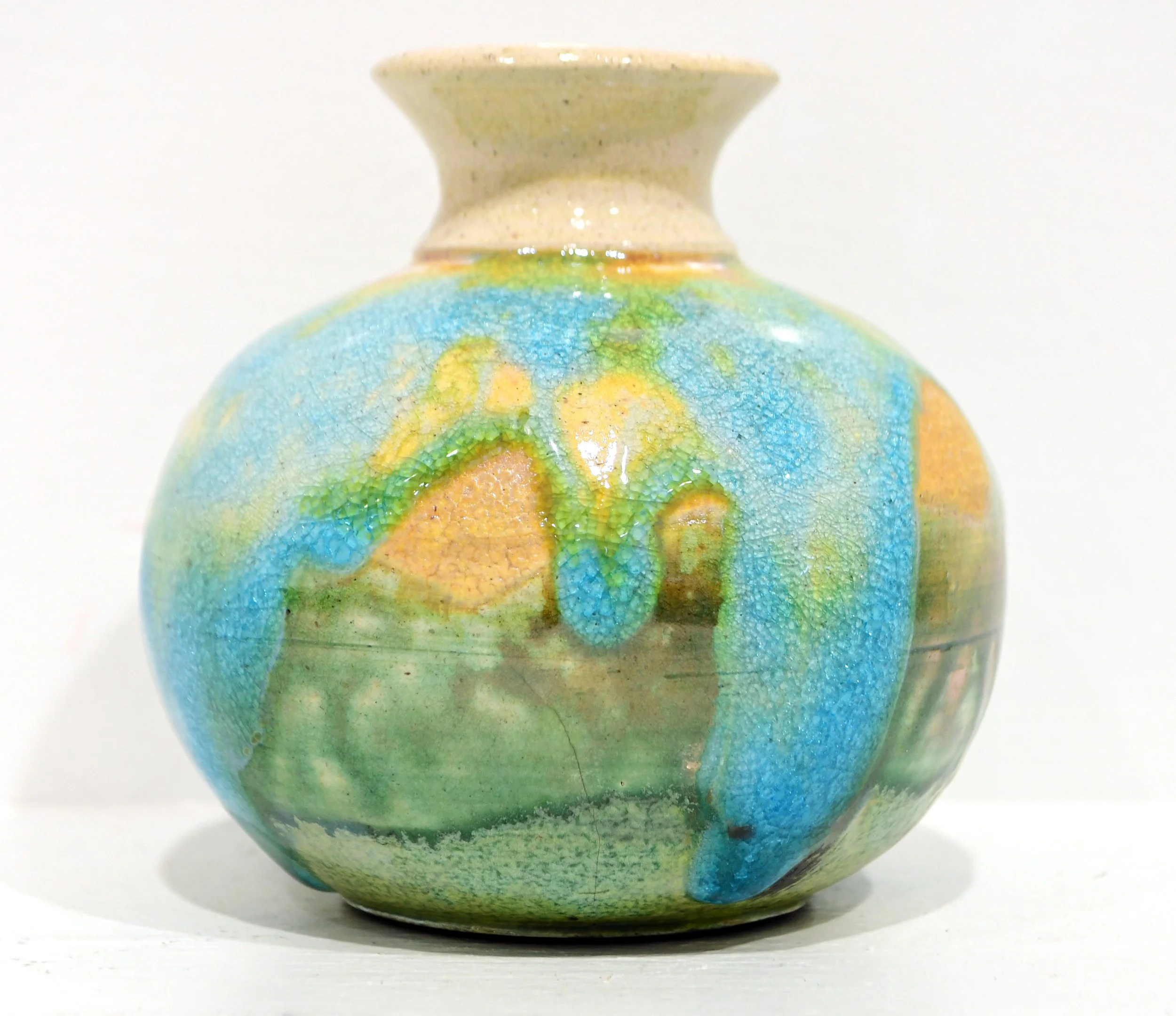 Small Turquoise Vessel with Shift 4.25x4.25x4.25 $40.JPG