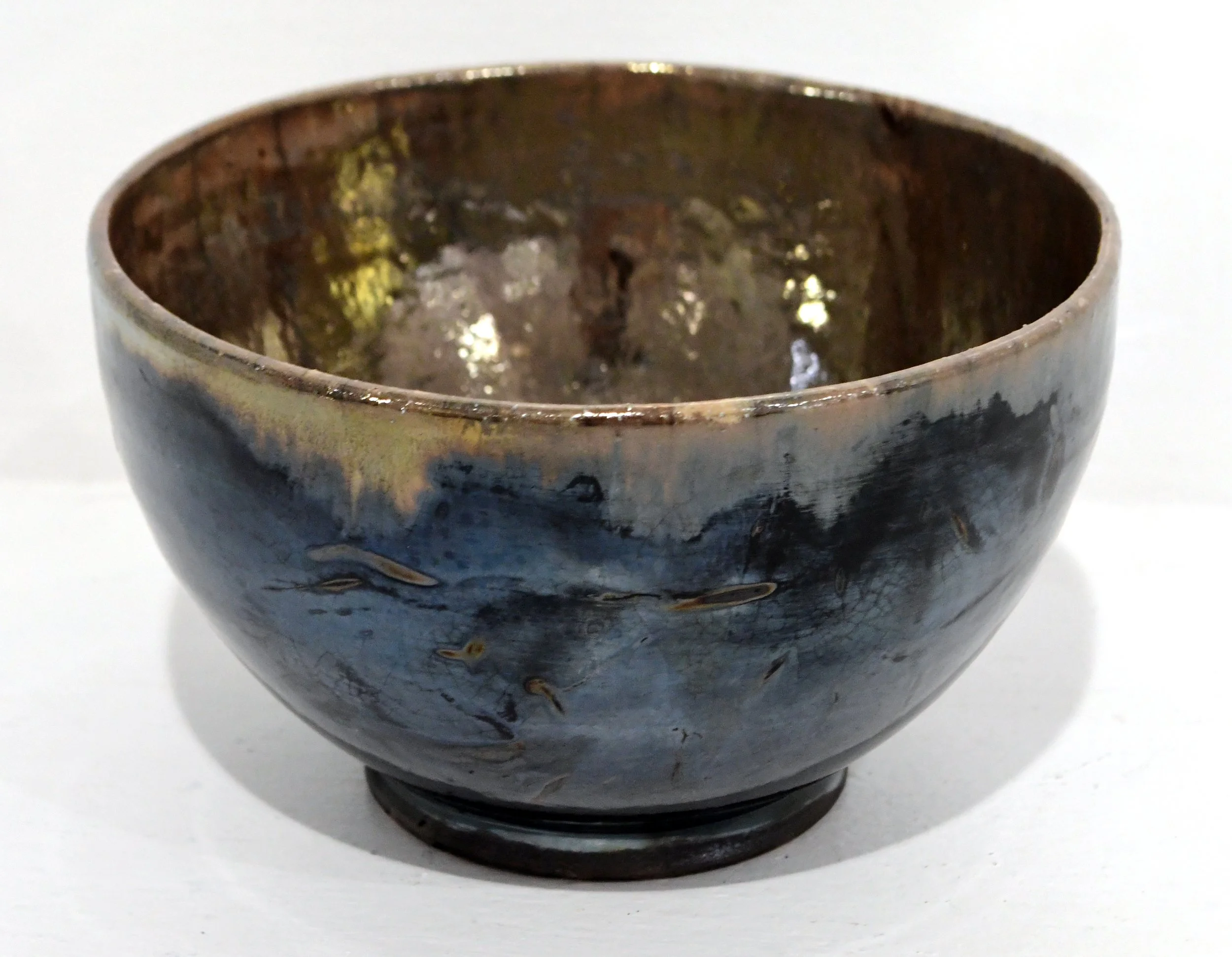 Metallic Navy Blue Bowl with Gold Interior