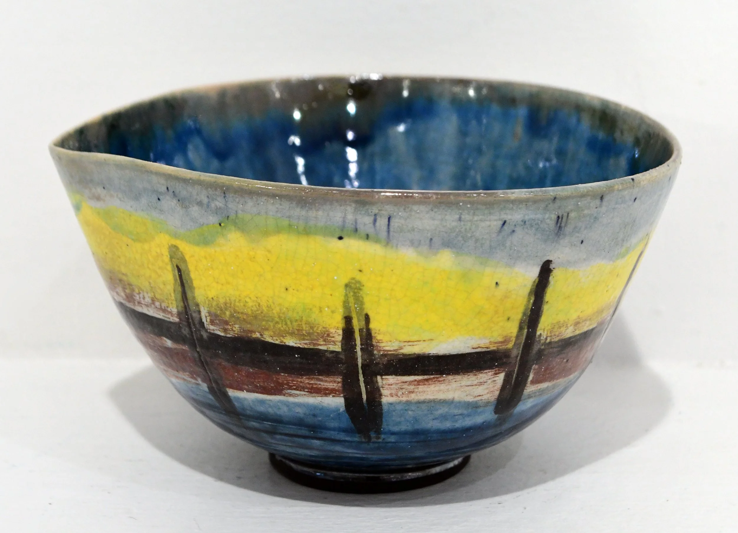 Fence Pattern Bowl II with Blue Interior