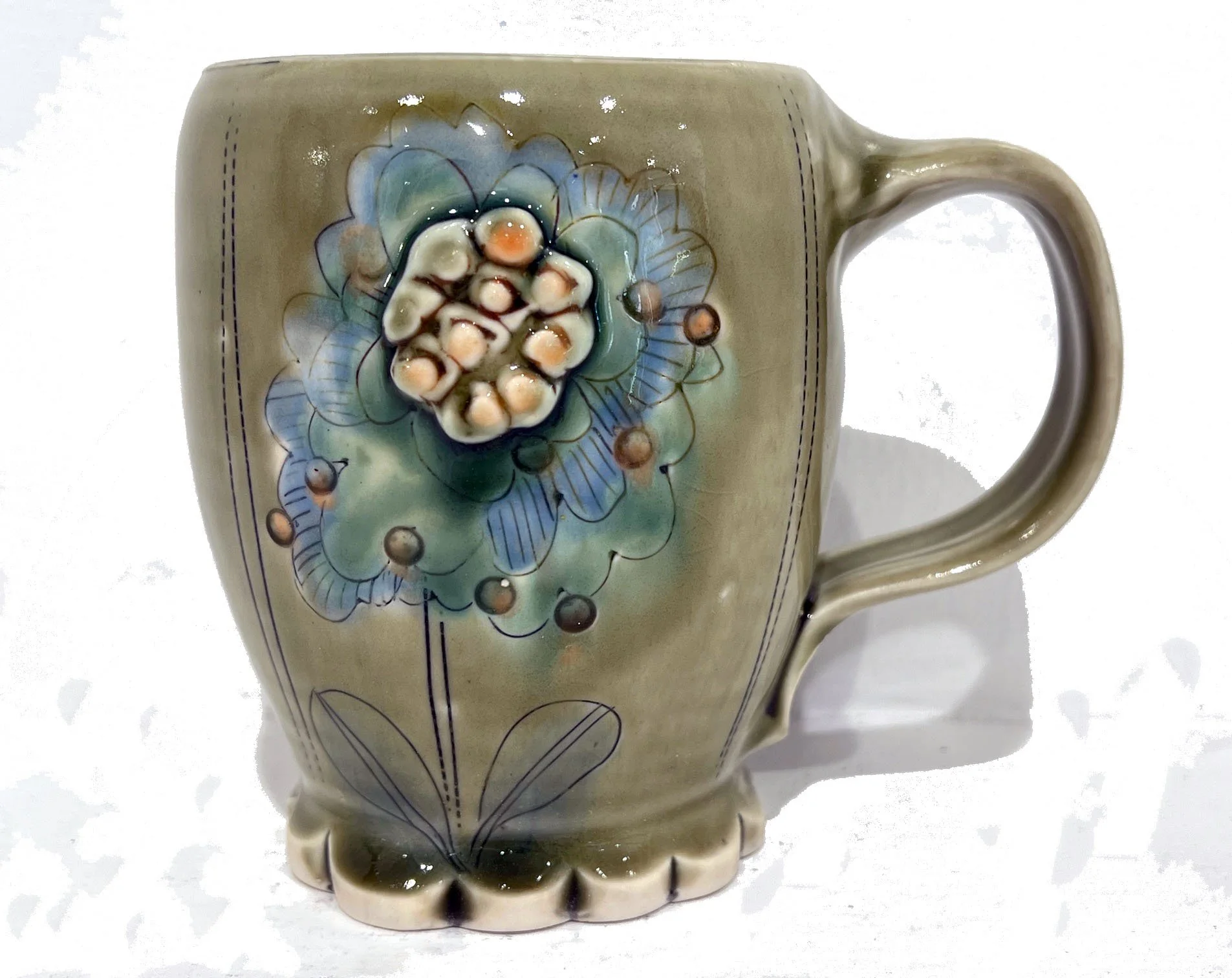 Green Floral Mug