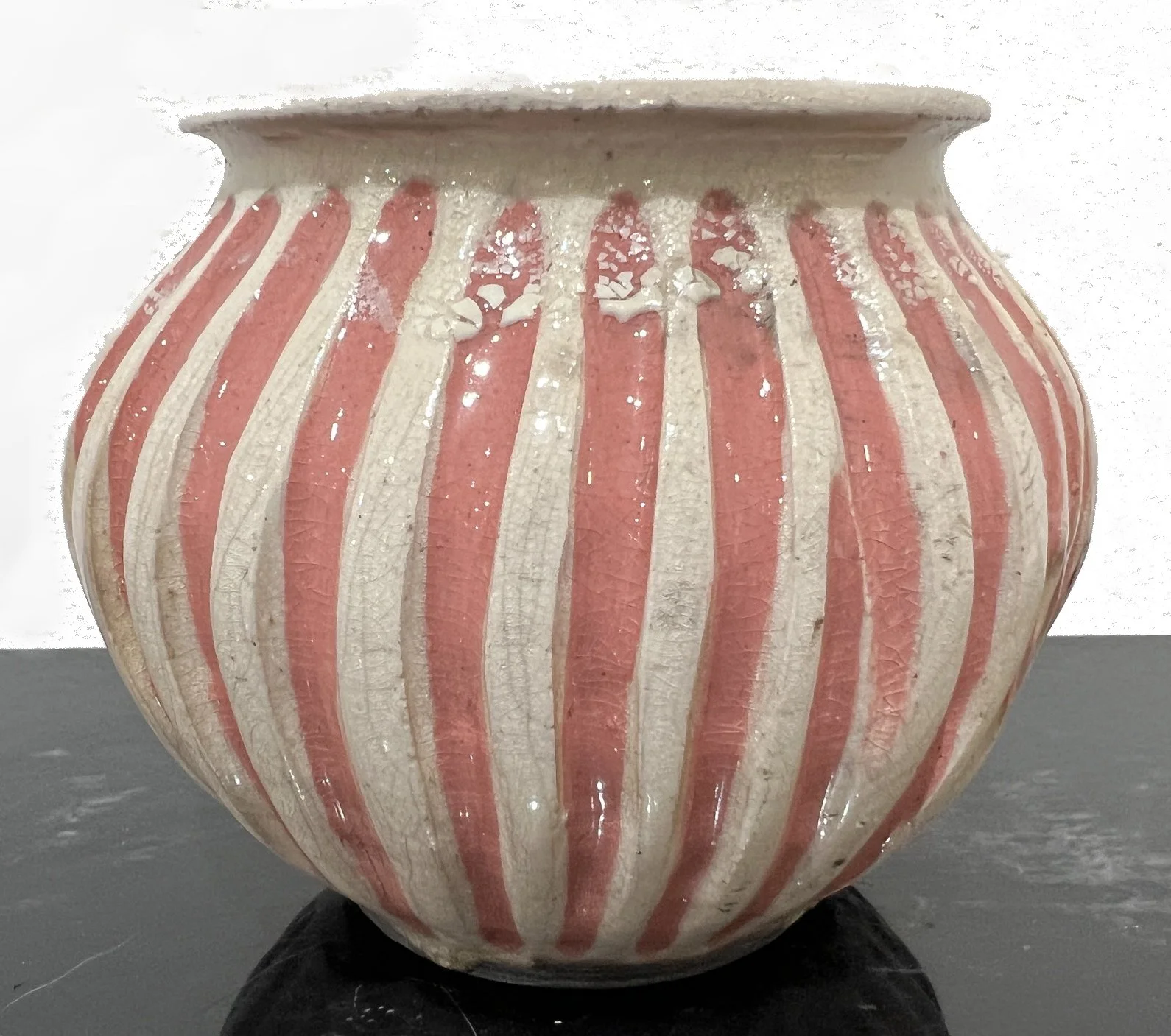 Pink & White Striped Bowl