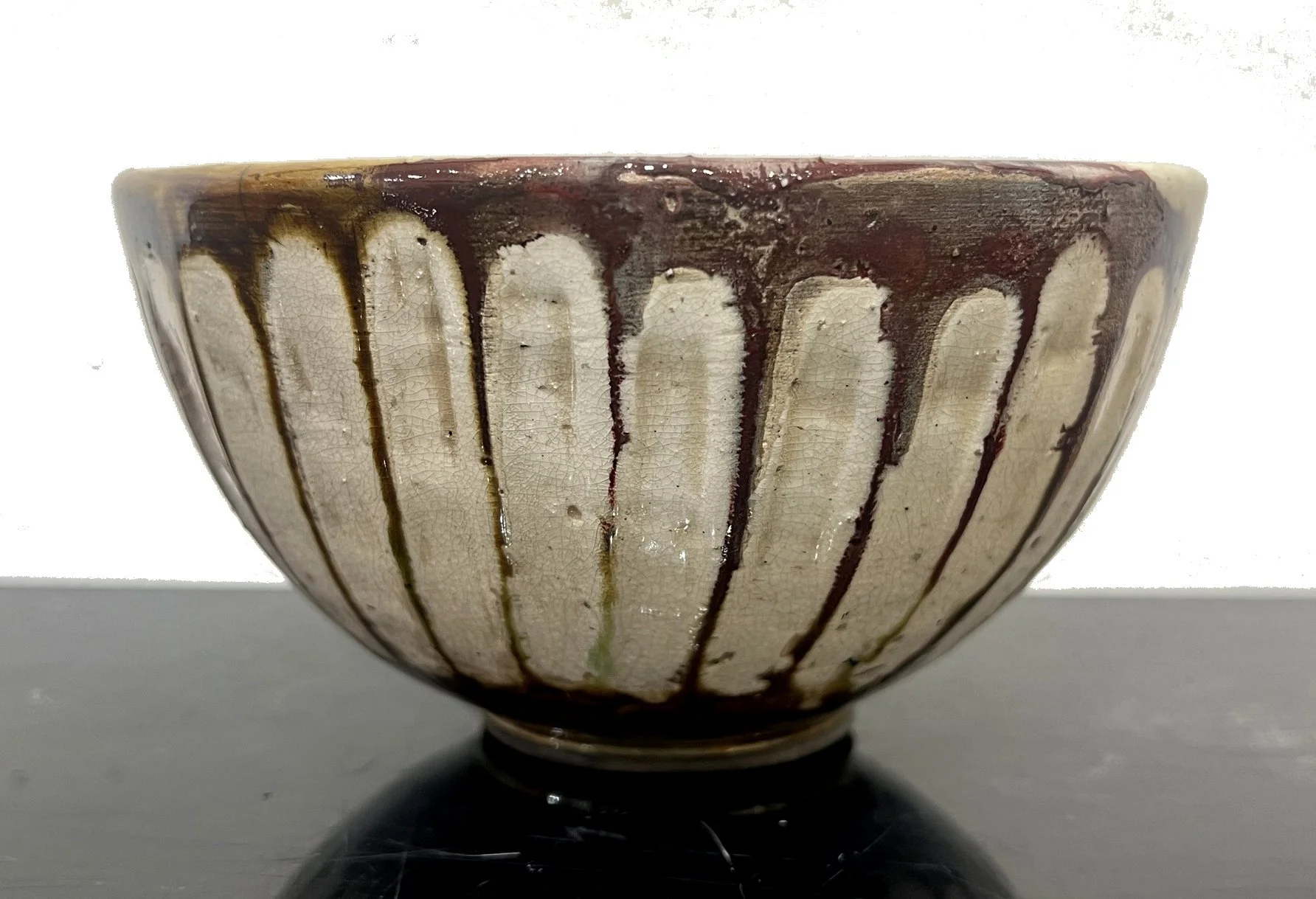 Round Gold Striped Bowl