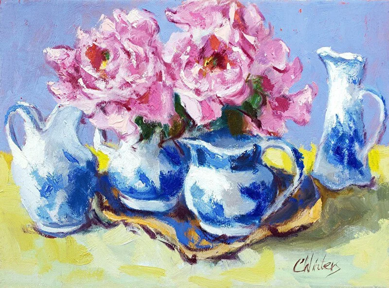 Peonies in Blue & White