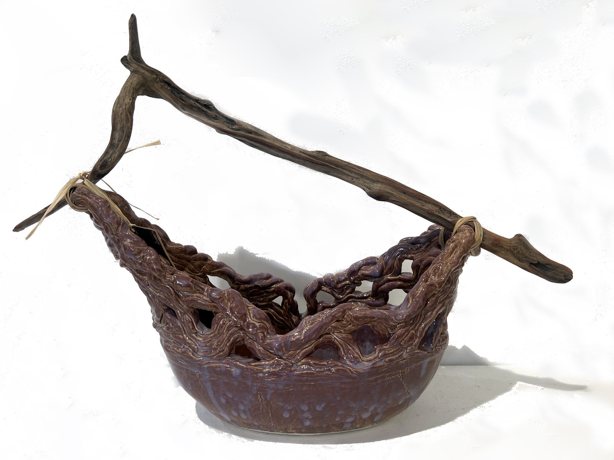 Magenta Basket with Cedar Handle