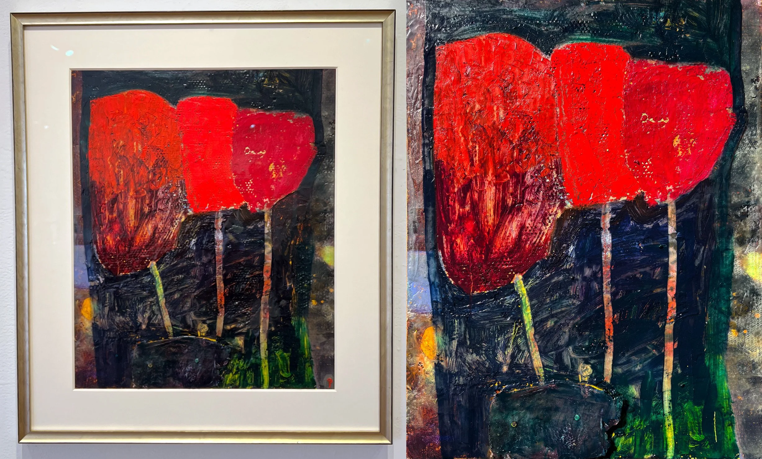 Three Reddish Poppies