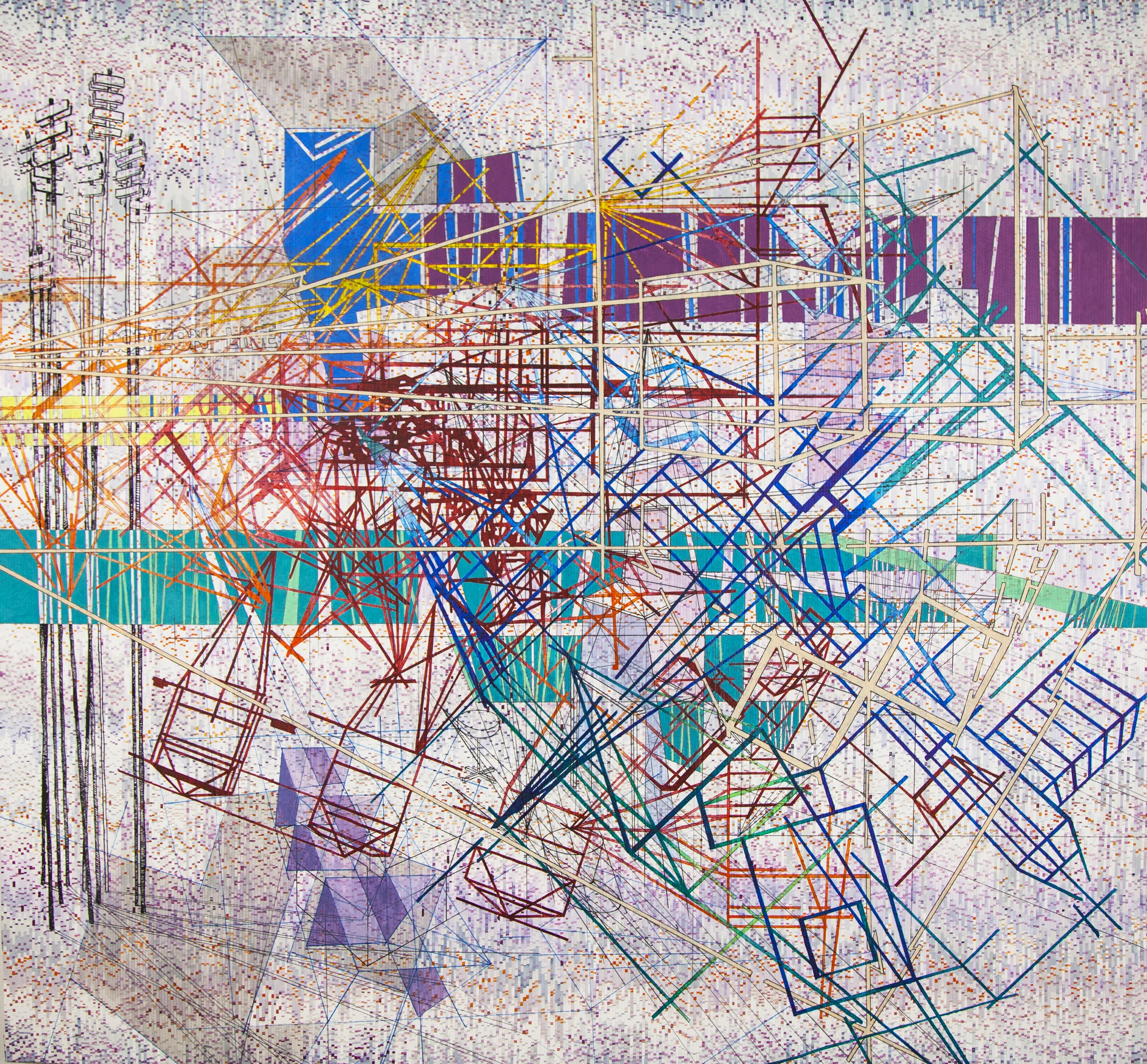 Perspective Mapping 02 2014 48"x46" Acrylic Ink on Paper, Cut and Rearranged (see process) 