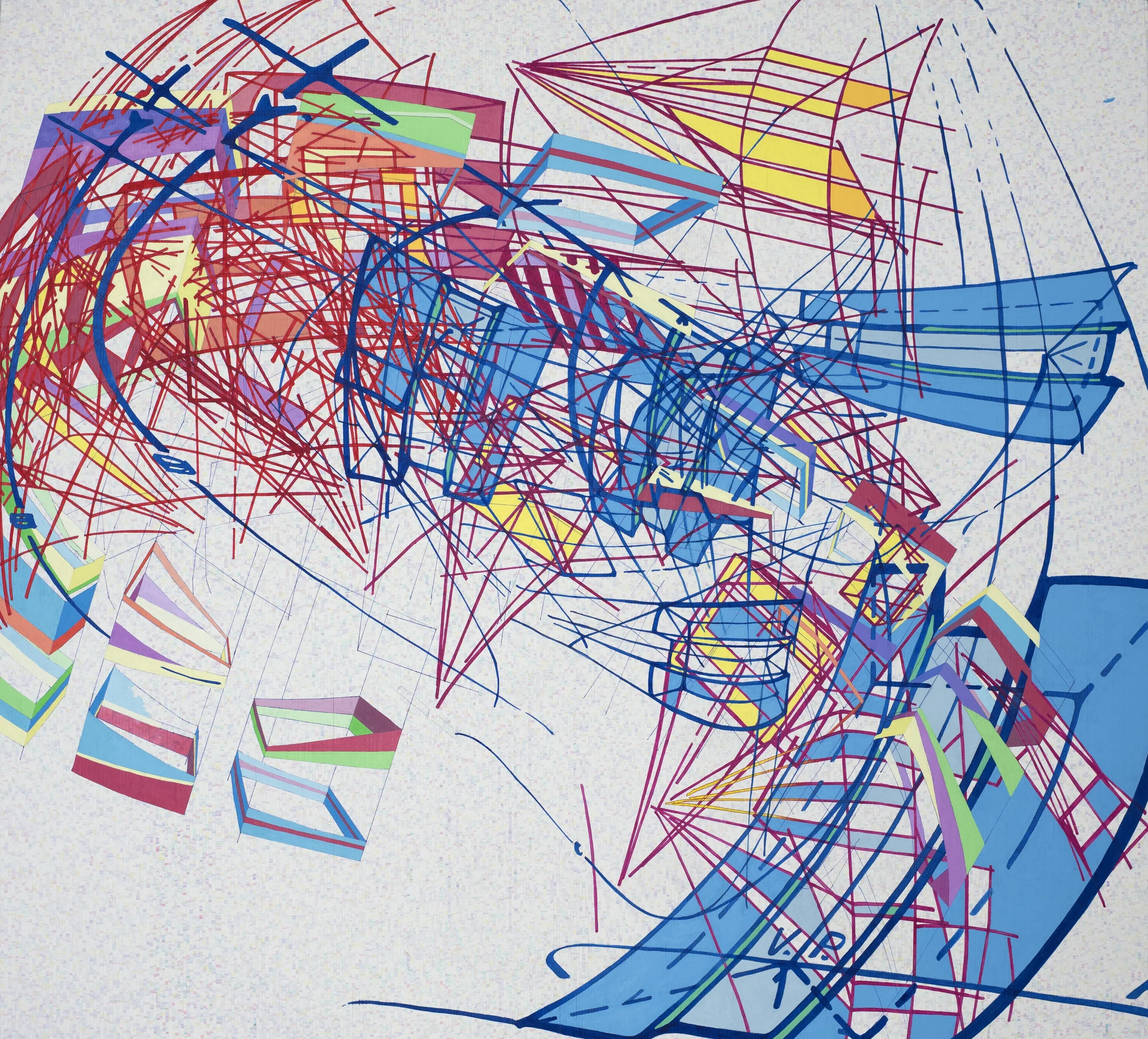 Constellations II 2018 45"x43" Acrylic on cut paper, on panel