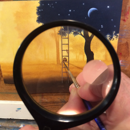 Jim working on 5x7" painting (he's also wearing glasses)