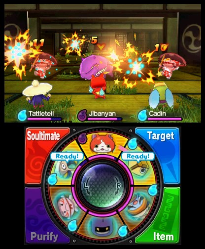 The Yo-Kai Watch battle interface