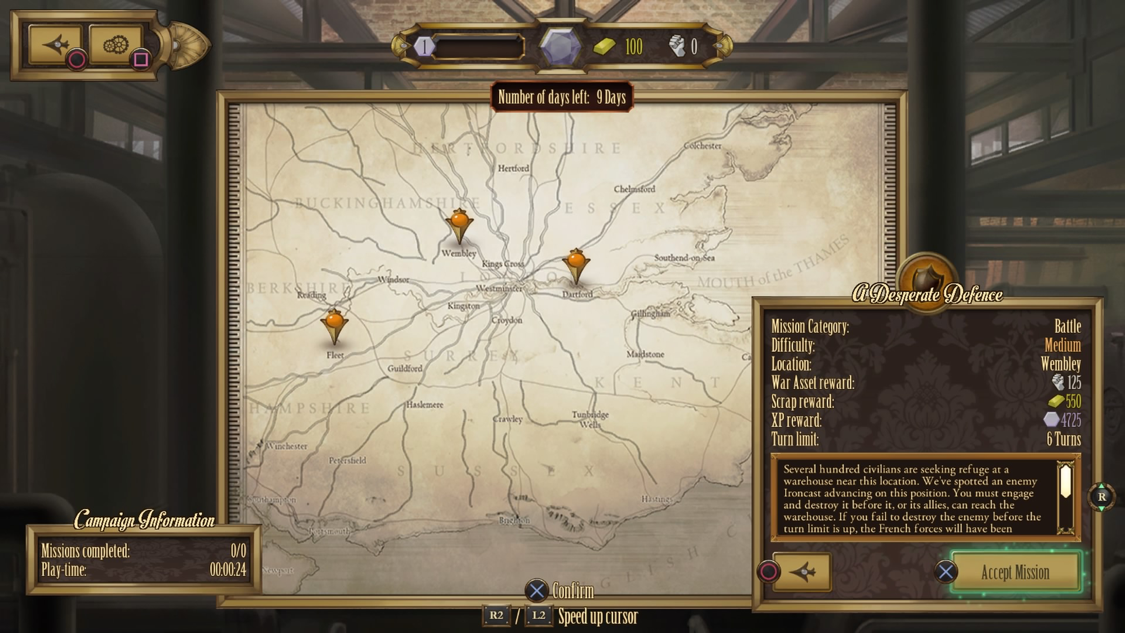 Every thematic detail of Ironcast has been taken into consideration, including the menus.