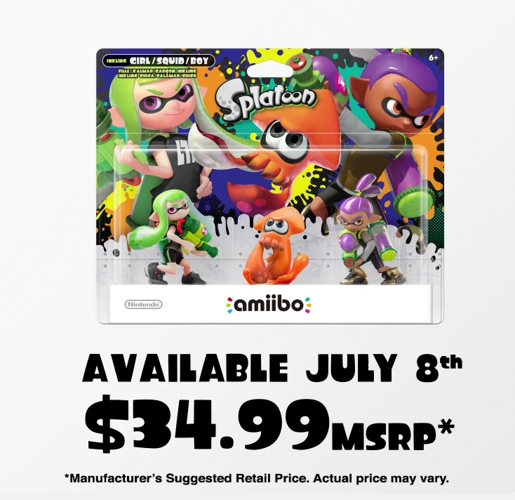 Older Splatoon figures will be released in alternate color schemes.