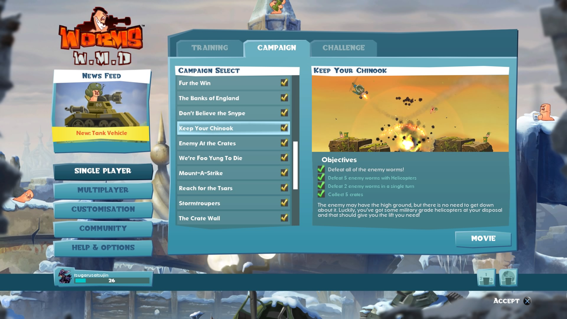 30 fun single player missions each have four level specific objectives, adding depth and replay value.