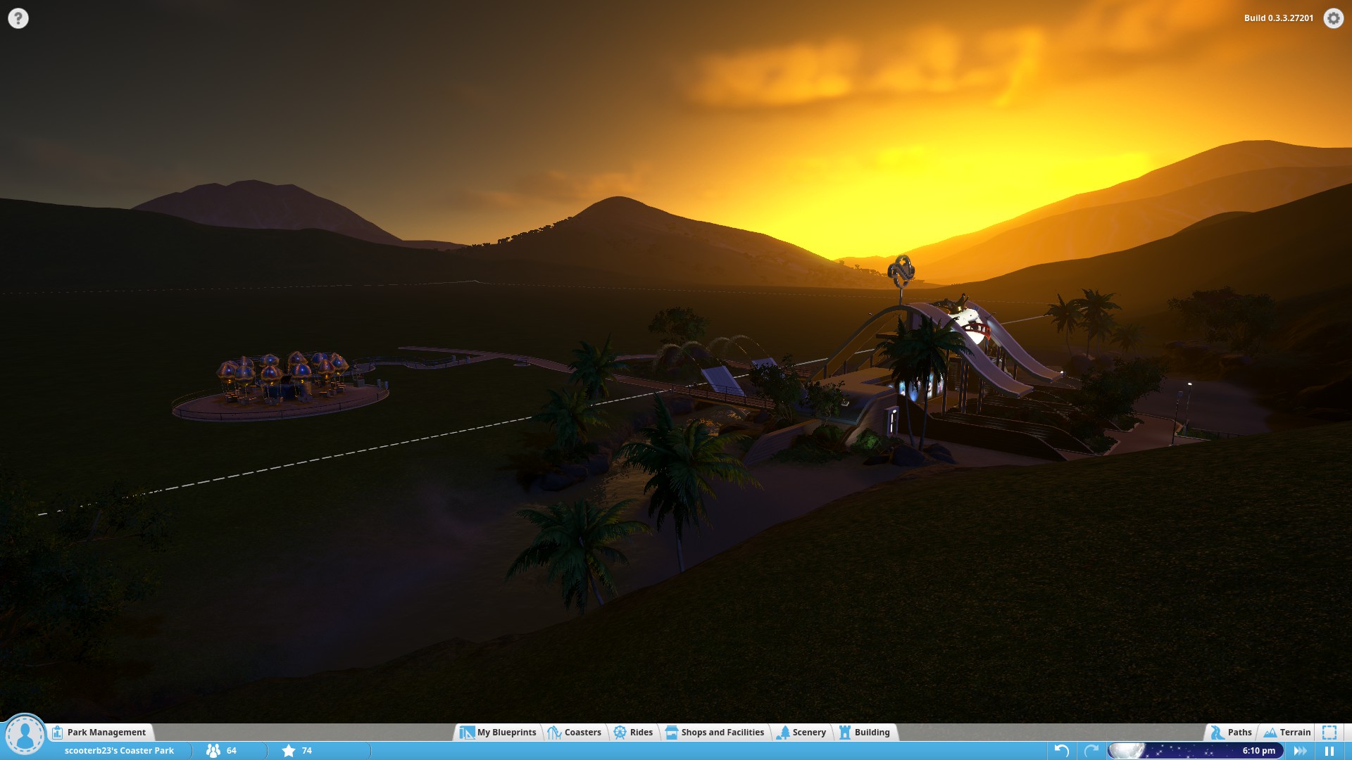 The humble beginnings of Scooterland: at dusk