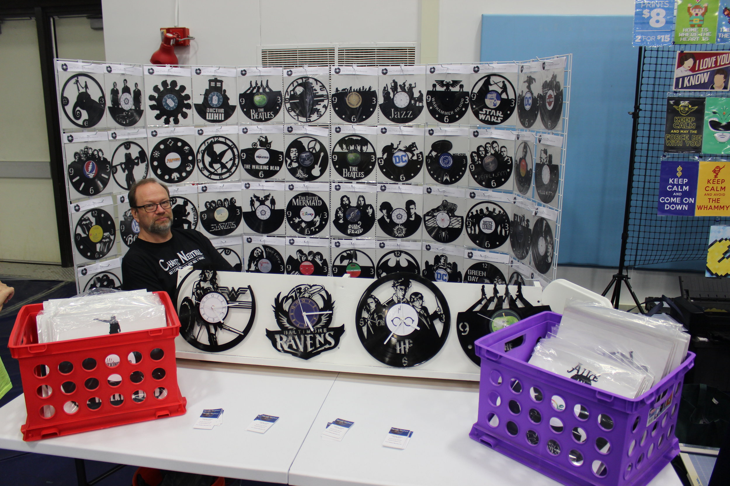 One of the coolest items was a vendor that made clocks by carving out vinyl records.
