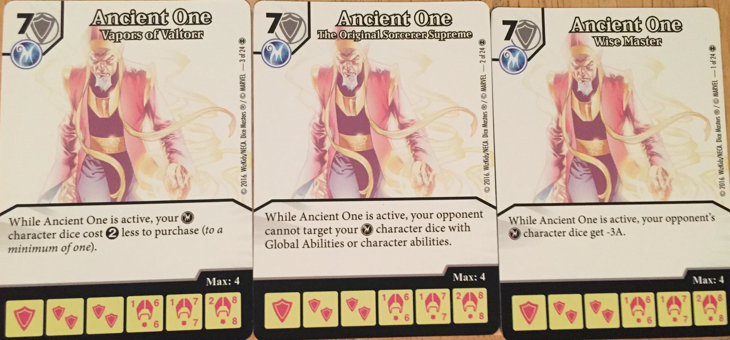 Ancient One 3 cards plus 2 dice Marvel Dice Masters Doctor Strange 