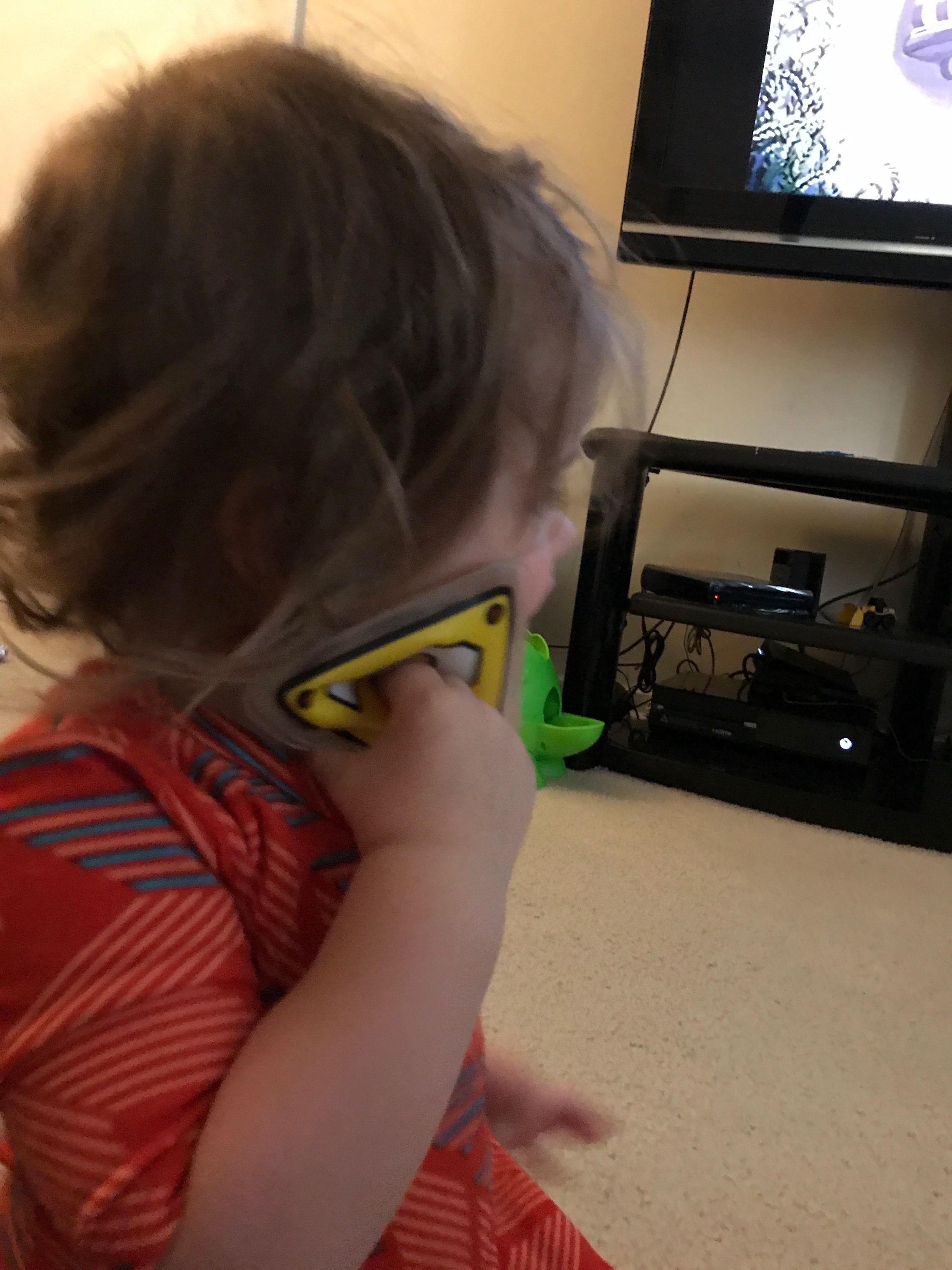 Maisie (1) shows off her "?"block cold pack.