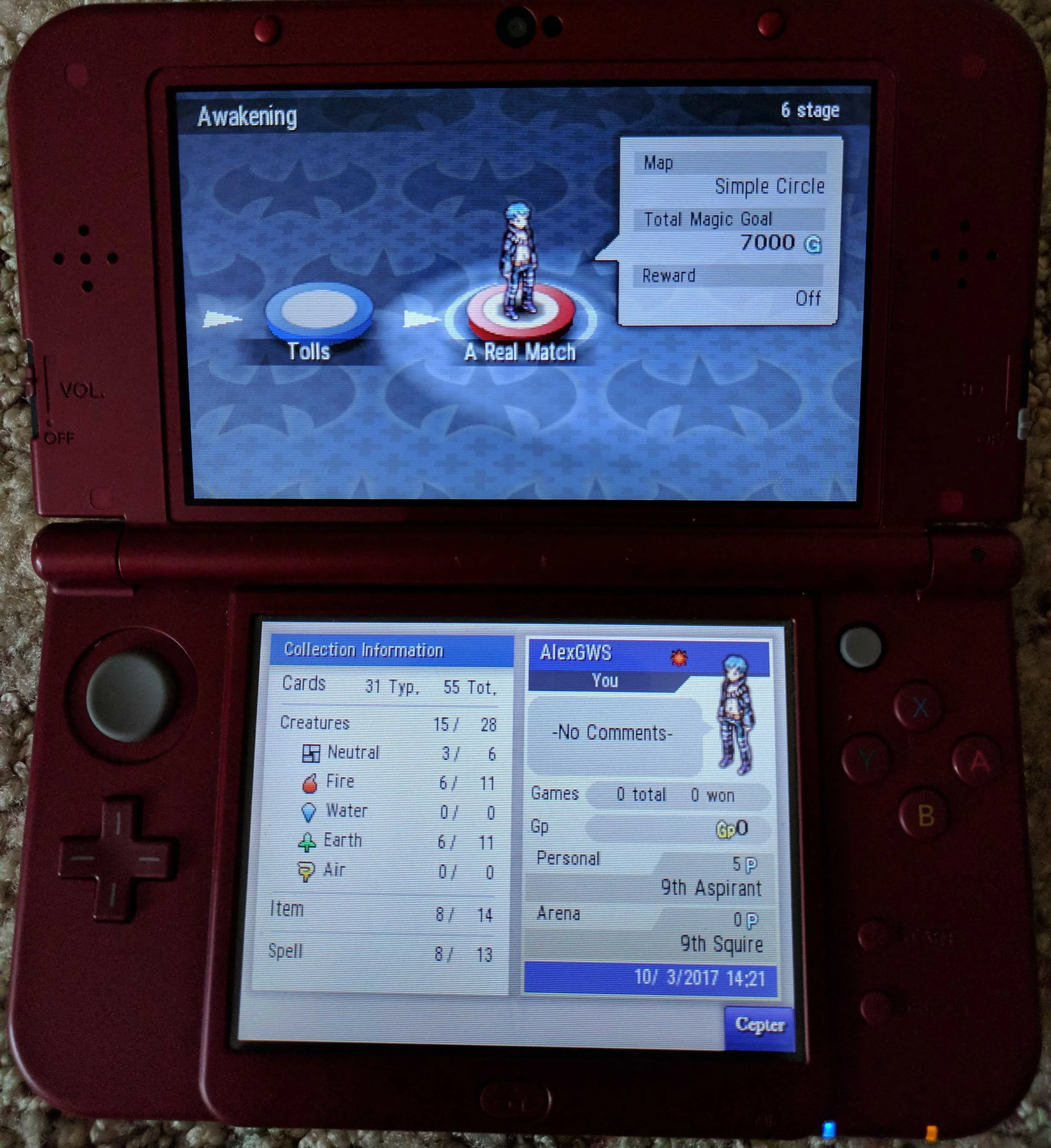 The mission select screen.