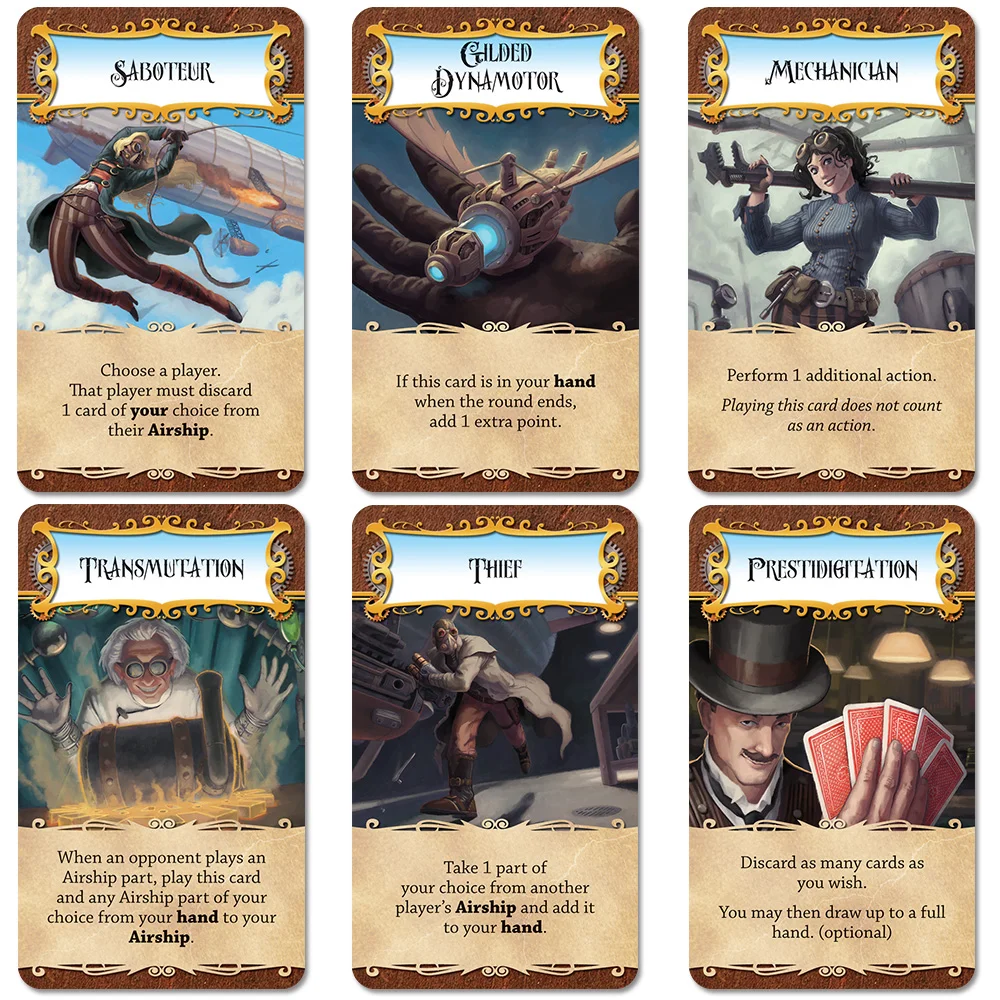 The cards for the game stay true to the Steampunk theme.