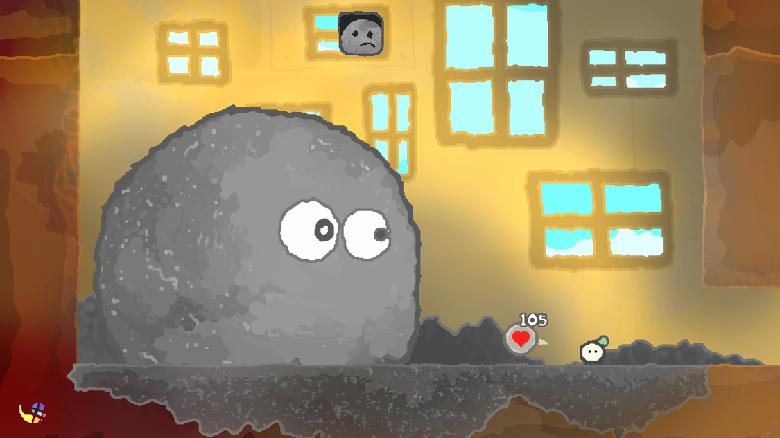 Cute and clever enemies include this ball of dust that plagues the 5th floor of the wumhouse!