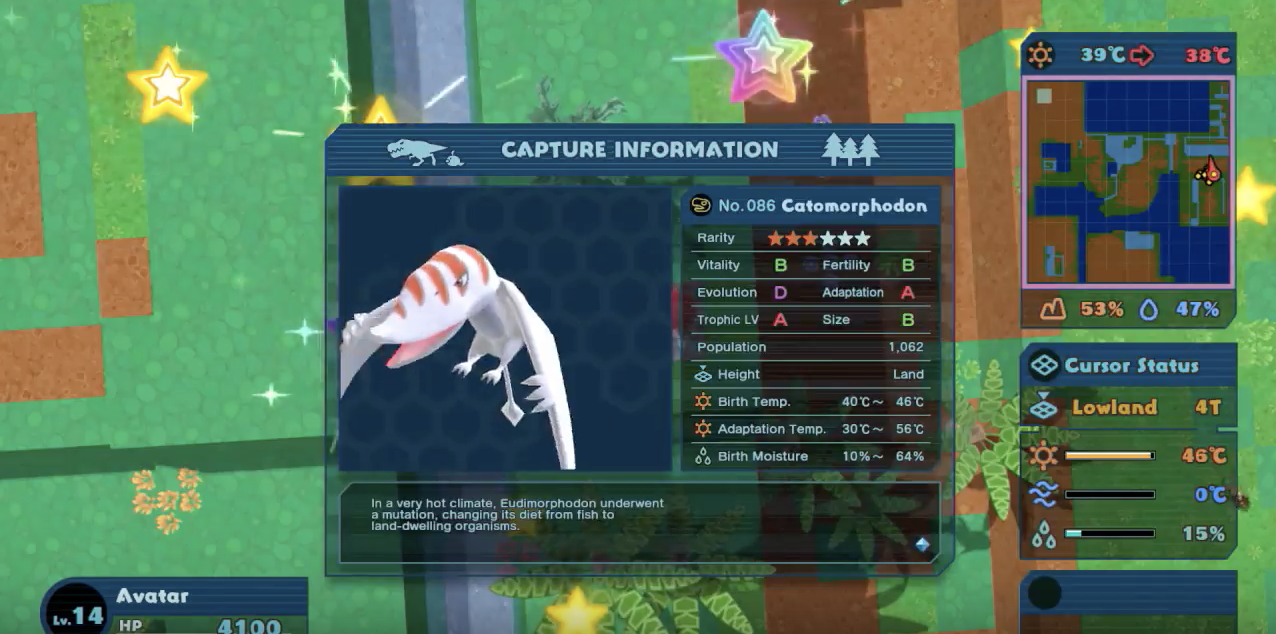 After creating life and "capturing" it, you can gain more detailed information on how that creature thrives so you can work toward creating the next step in evolving that species.