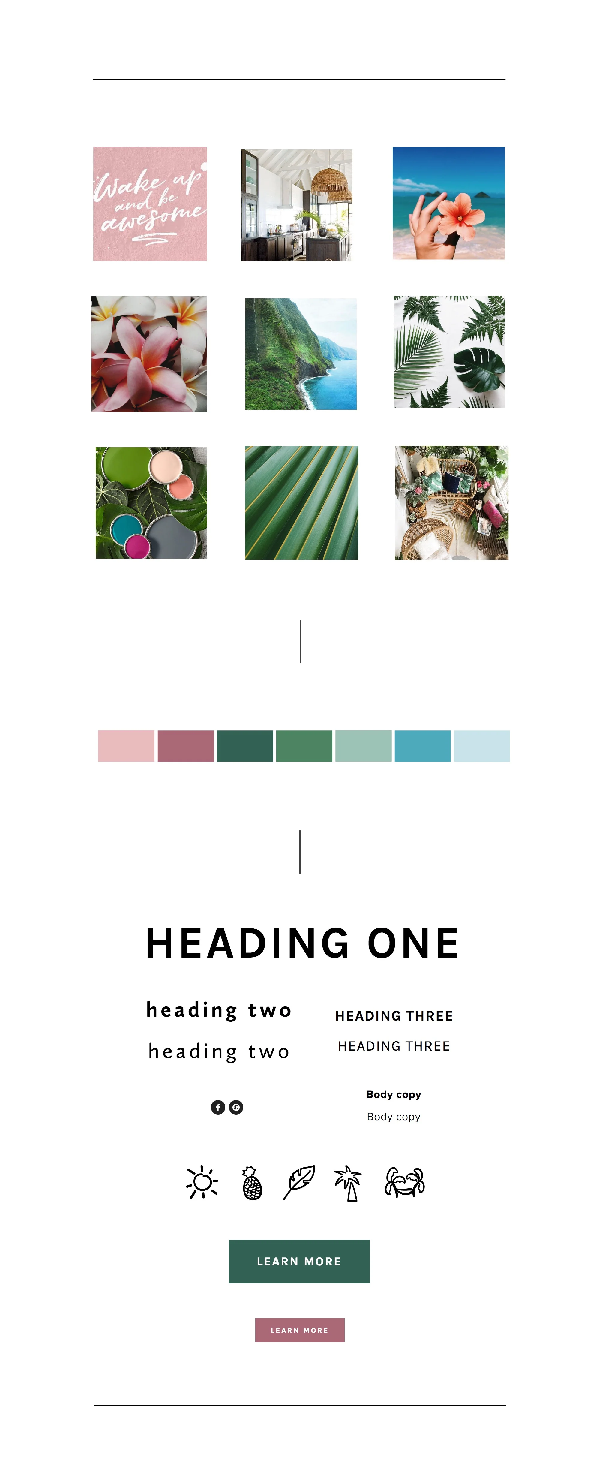 Tropical Mood Board + Color Palette for a Squarespace website design.jpg